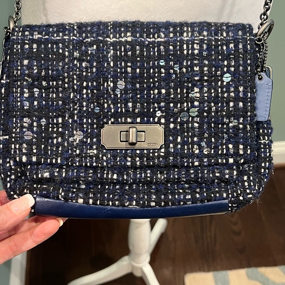 Coach Classic Chelsea Boucle Blue/Black Tweed Handbag - Picture 3 of 15